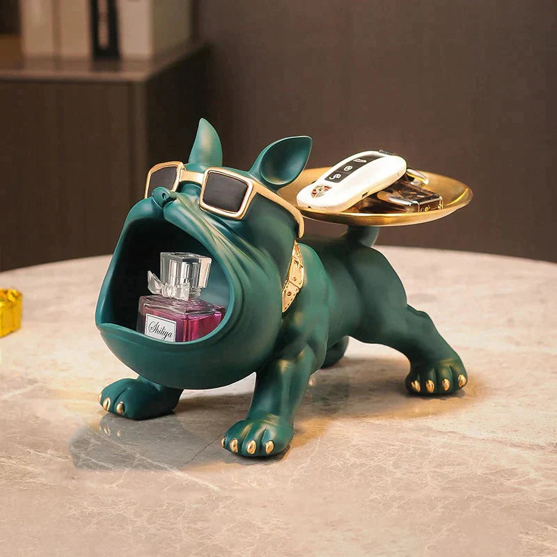 Cartoon Frenchie Butler Statue